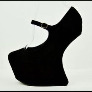 Jeffrey Campbell Black Suede Moonwalker Heels, 5